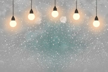 Fototapeta na wymiar light blue pretty shiny glitter lights defocused light bulbs bokeh abstract background with sparks fly, celebratory mockup texture with blank space for your content