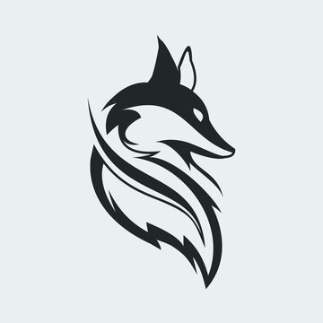 Wolf Leaf Logo Design Vector
