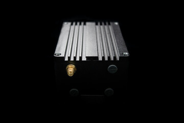 Helium hotspot cryptocurrency miner against a black backdrop