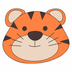 tiger face, cute animal , birthday decor, t-shirt print, fabric design, vector illustration