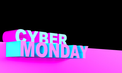 blue and purple cyber monday lettering .