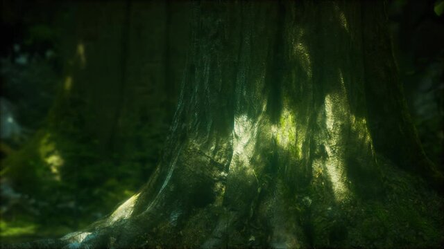 beautiful green moss on the floor and trees
