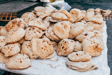 egyptian bread on market stall