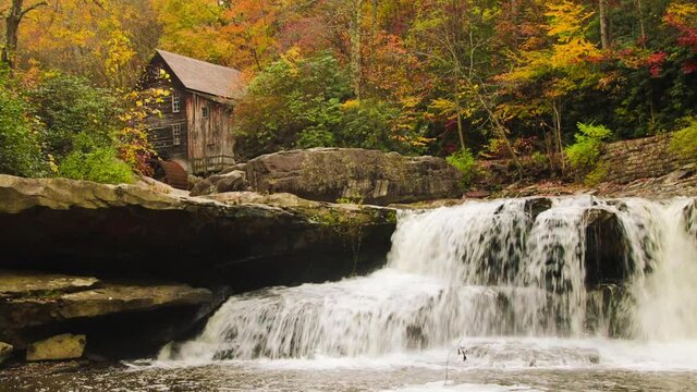 The Glade Creek Grist Mill Above Glade Falls, Babcock State Park, West Virginia, USA