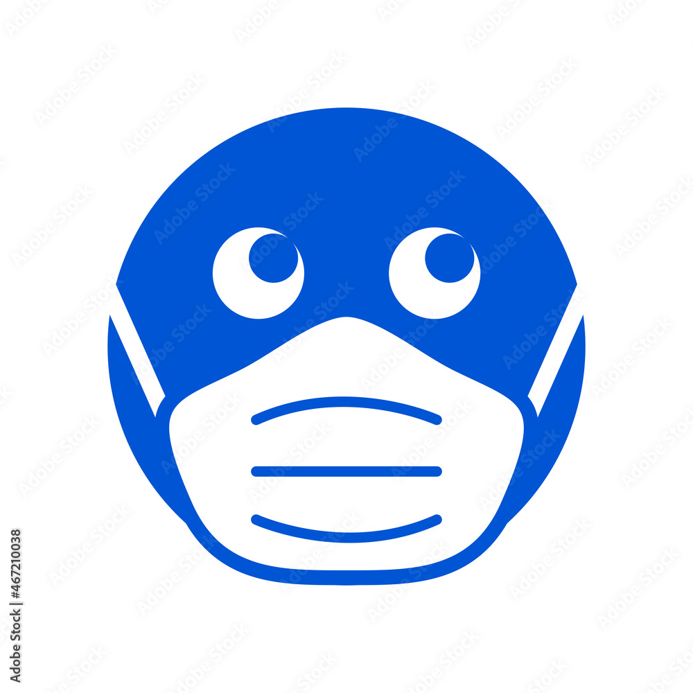 Poster wear a mask warning sign showing a face with a facemask icon. vector image.