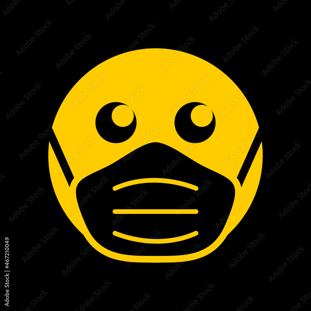 Poster wear a mask warning sign showing a face with a facemask icon. vector image.