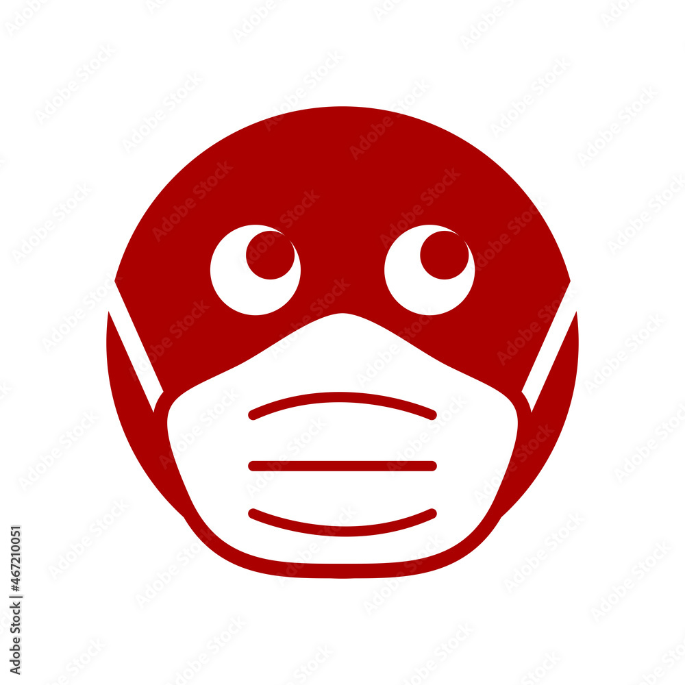 Aufkleber wear a mask warning sign showing a face with a facemask icon. vector image.