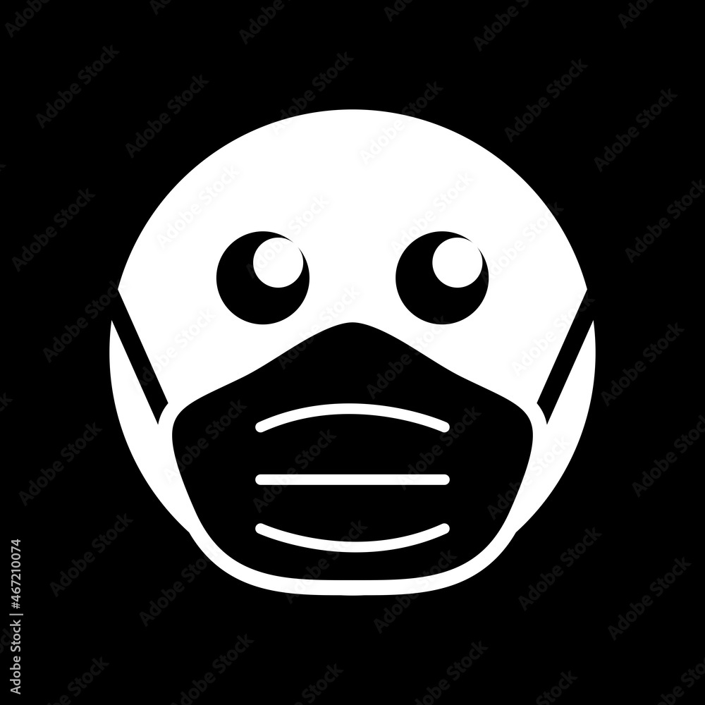 Poster wear a mask warning sign showing a face with a facemask icon. vector image.