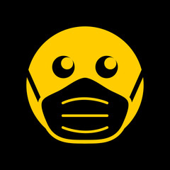 Wear a Mask Warning Sign Showing a Face with a Facemask Icon. Vector Image.