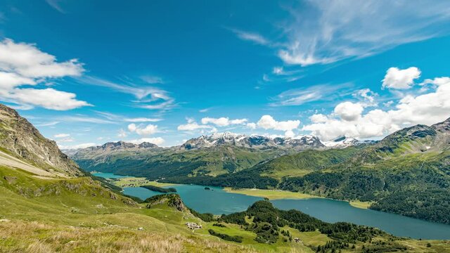 Timelaps in den Bergen, Silser See in Graub&uuml;nden bei Majola