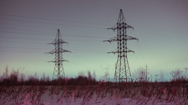 Black Electric Tower In Horizon