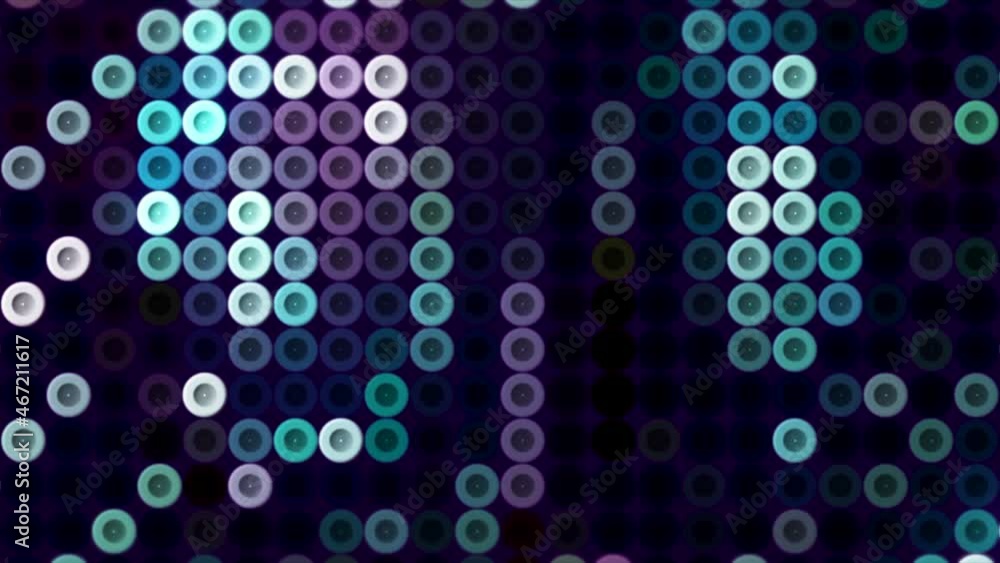 Poster colorful dots move in mosaic in computer space. motion. beautiful mosaic background of glowing dots 