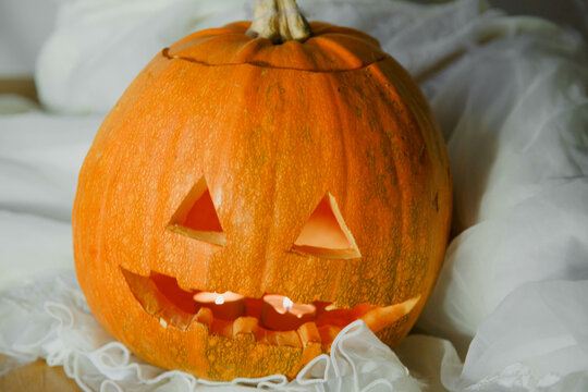 Jack O Lantern On Light Textile