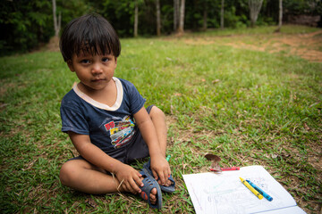 Bora children in the community of San Andres in the Peruvian Amazon