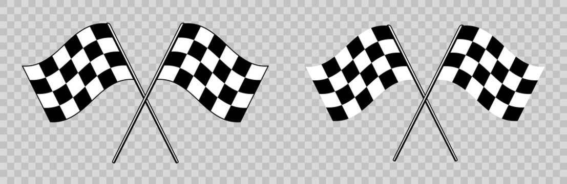 Racing Checkered Flag Icon For Car Racing. Speed Flag. Chequered Racing Flags Isolated. Vector Illustration