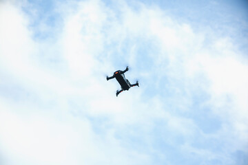 the drone soars in the sky