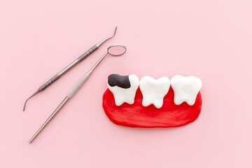 Fototapeta na wymiar Teeth health and dental care. Caries and plaque concept