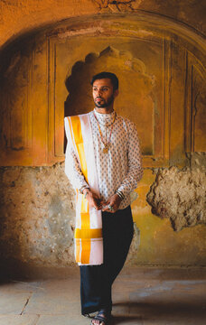 Portrait of man wearing light kurta