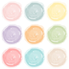 Set of watercolor painted circle on white background  pattern background. Vector illustration.