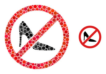 Forbidden lady shoes vector composition of circle dots in various sizes and color tones. Circle dots are composed into forbidden lady shoes vector composition. Abstract vector design concept.