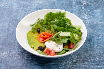 fresh salad with poached egg