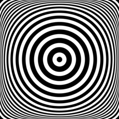 Naklejka premium Concentric rings pattern. Abstract circle lines textured background with 3D illusion effect.