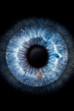 close-up shot (macro photo) of the iris of a blue eye, ideal for background or texture