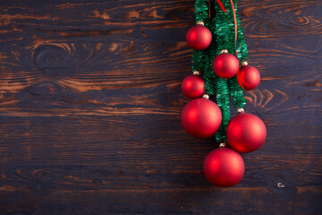 Christmas decoration on the wooden background