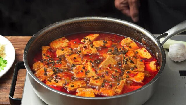 Mapo Tofu, a traditional famous dish in Sichuan, China