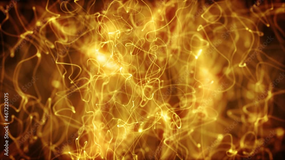 Poster abstract gold strings waving fx background loop/ 4k animation of an abstract technology visual fx ba