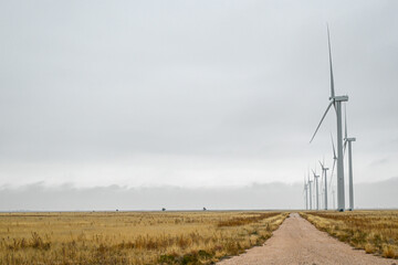 Wind turbines produce energy in Texas
