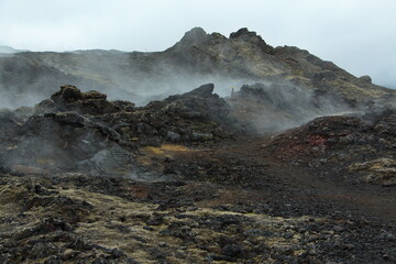 Lava field at mountain Leirhnjukur at Lake Myvatn in Iceland, Europe
