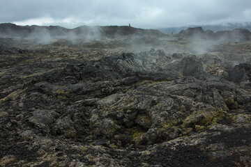 Lava field at mountain Leirhnjukur at Lake Myvatn in Iceland, Europe
