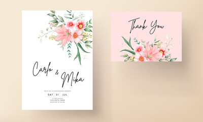 beautiful watercolor floral wedding invitation card set