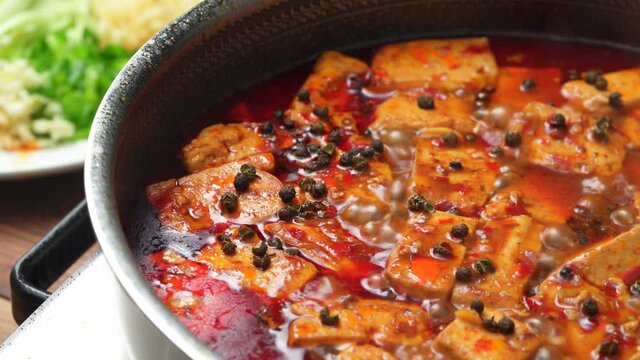 Mapo Tofu, a traditional famous dish in Sichuan, China
