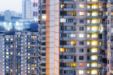 Fototapeta na wymiar Soviet panel houses in Moscow