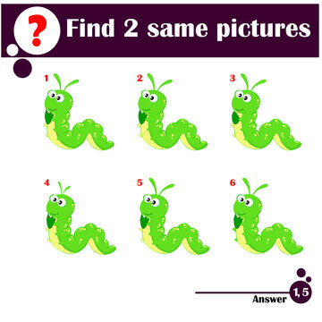 Kids educational games collection. Cute caterpillar