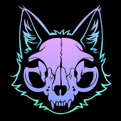 scary and fluffy cat skeleton head