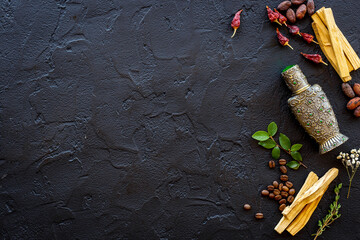 Agar wood oil or arabian oud perfume with ingredients