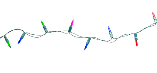 Christmas lights string isolated on white background with clipping path.