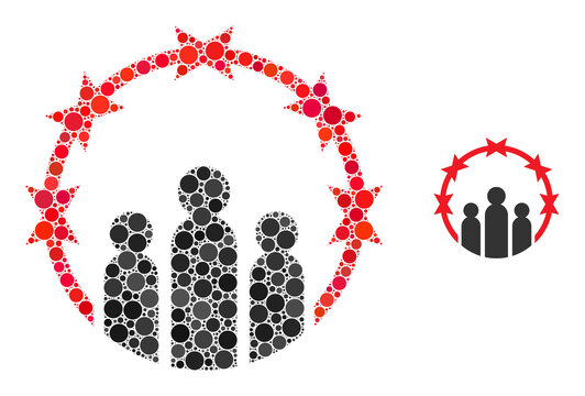 Totalitarism vector composition of small circles in different sizes and color tints. Small circles are combined into totalitarism vector composition. Abstract vector design concept.