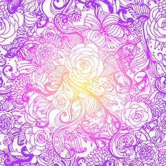 Cute pink floral seamless pattern background