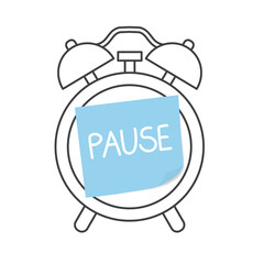 pause written on paper card on clock face- vector illustration