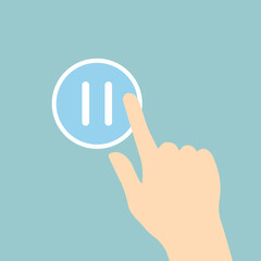 hand pressing pause icon- vector illustration