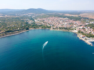 Fototapeta premium Aerial view of Town of Tsarevo, Bulgaria