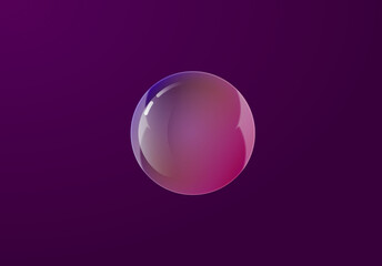 Transparent colorful soap bubble on a dark background. Realistic design element. Template for tag, banner or poster.Vector Illustration