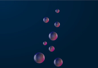 Colorful soap bubble on a dark background. Realistic design element. Template for tag, banner or poster.Vector Illustration.