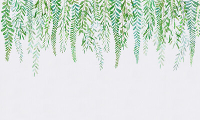 Watercolor green branches on top. Printing for large-format printing.