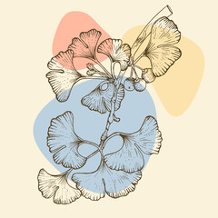 Linear flowers, wildflowers in lines vintage style
