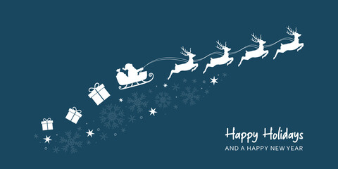 christmas banner santa claus in a sleigh with reindeer © krissikunterbunt